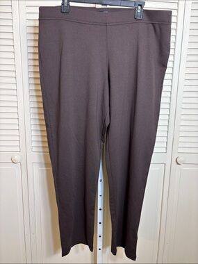 Eileen Fisher Dark Brown Washable Ponte Slim Pant Slim Fit Ankle Length XL